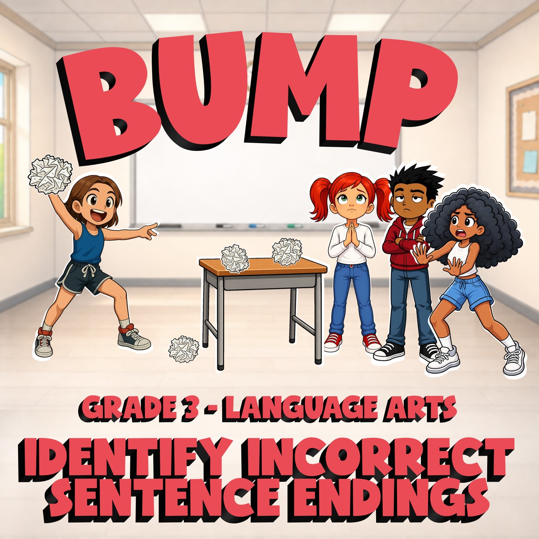 Identify Incorrect Sentence Endings BUMP ELA Game - No Prep Grade 3 Review