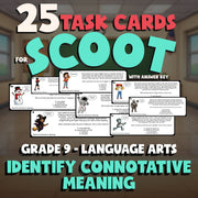 Identify Connotative Meaning SCOOT TASK CARDS ELA Game - No Prep Grade 9 Review
