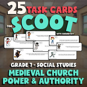 Medieval Church Power & Authority SCOOT TASK CARDS Socials Game - Grade 7