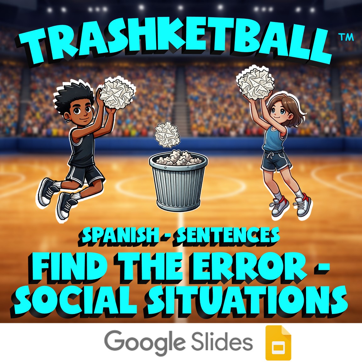 Find the Error - Social Situations TRASHKETBALL Spanish Game - No Prep Exercise