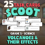 Volcanoes & Their Effects SCOOT TASK CARDS Science Game - No Prep Grade 5 Review