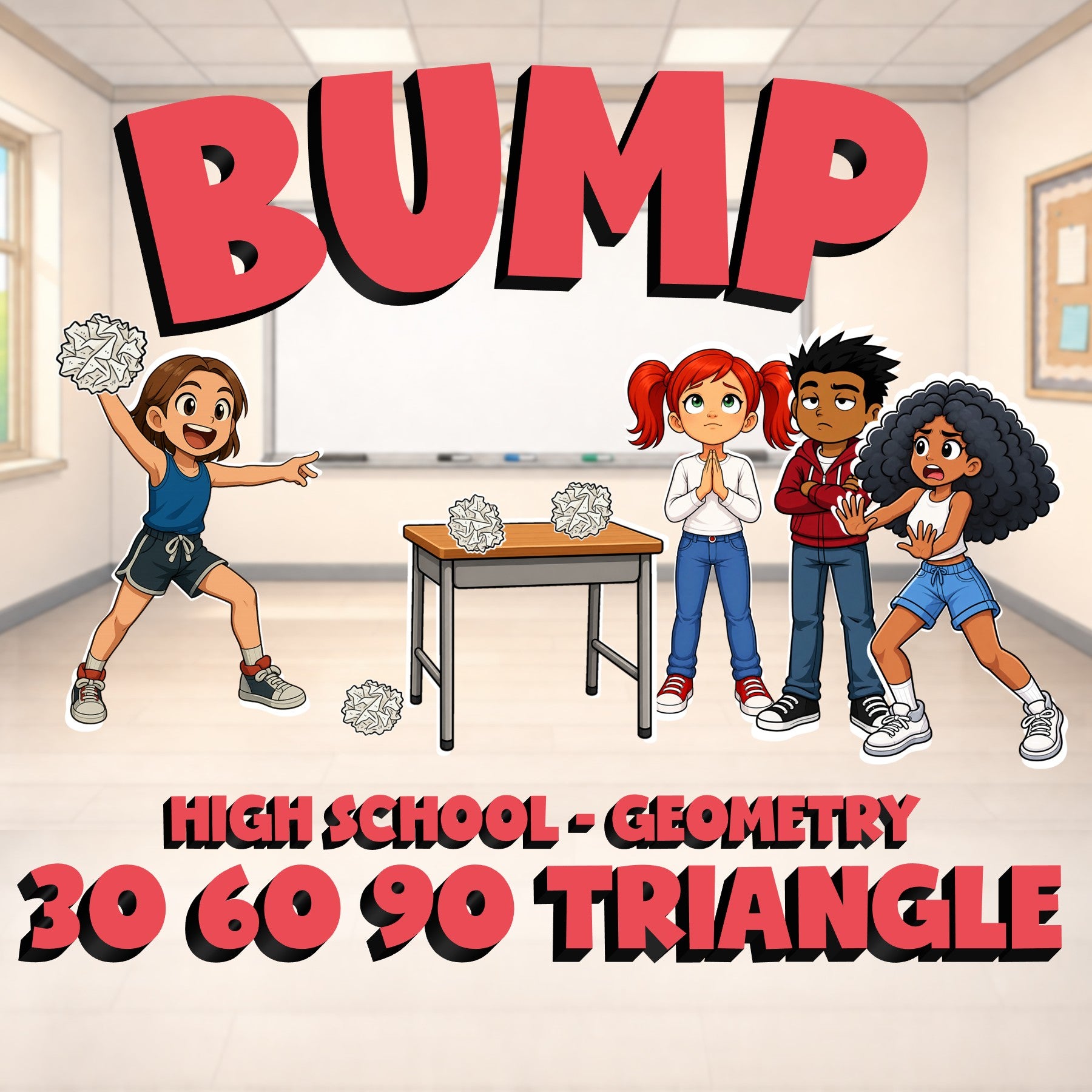 30 60 90 Triangle BUMP Math Game - No Prep Geometry Review Activity