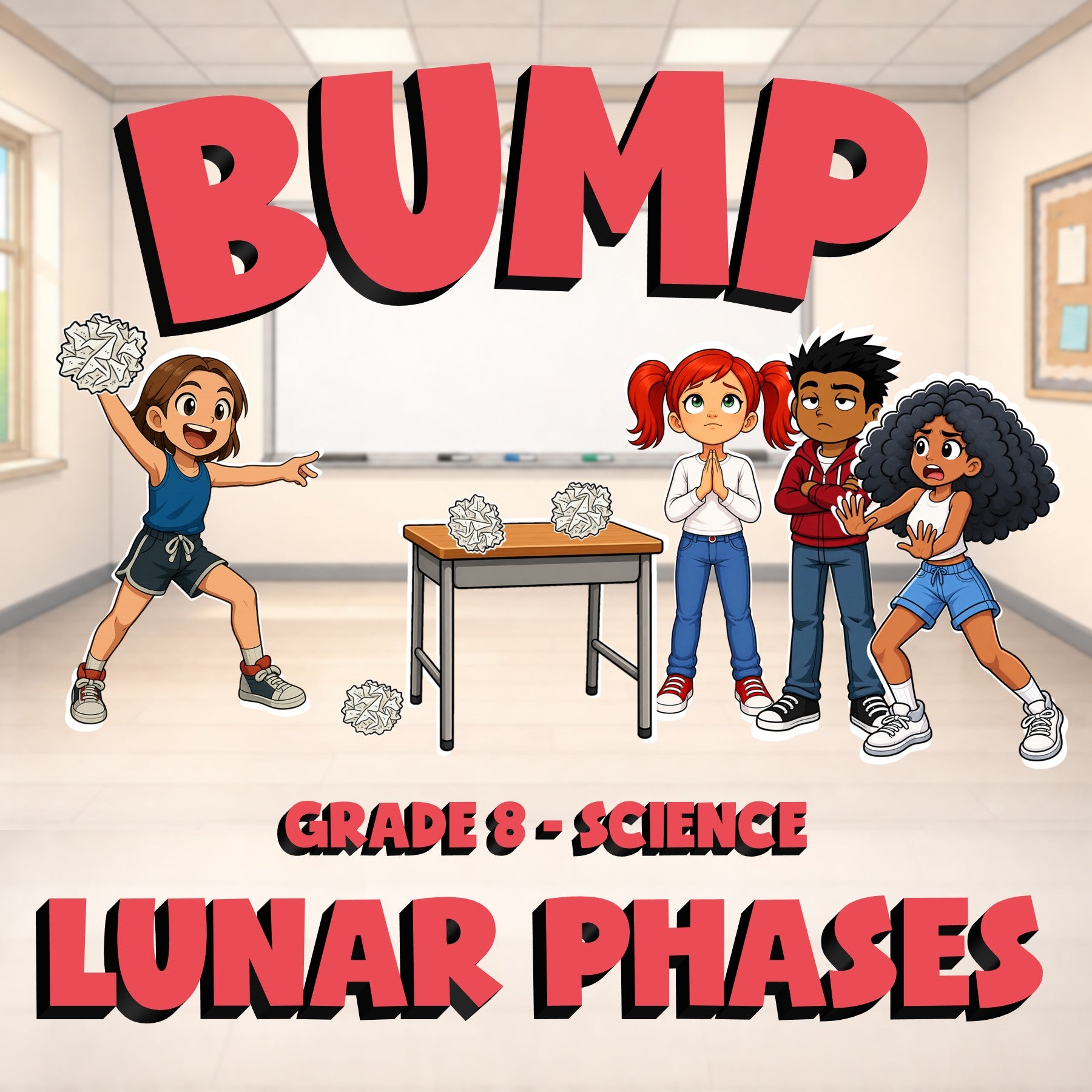 Lunar Phases BUMP Science Game - No Prep Grade 8 Review Activity