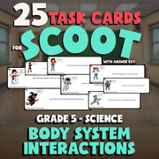 Body System Interactions SCOOT TASK CARDS Science Game - No Prep Grade 5 Review