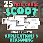 Applications & Reasoning SCOOT TASK CARDS Math Game - No Prep Grade 5 Review