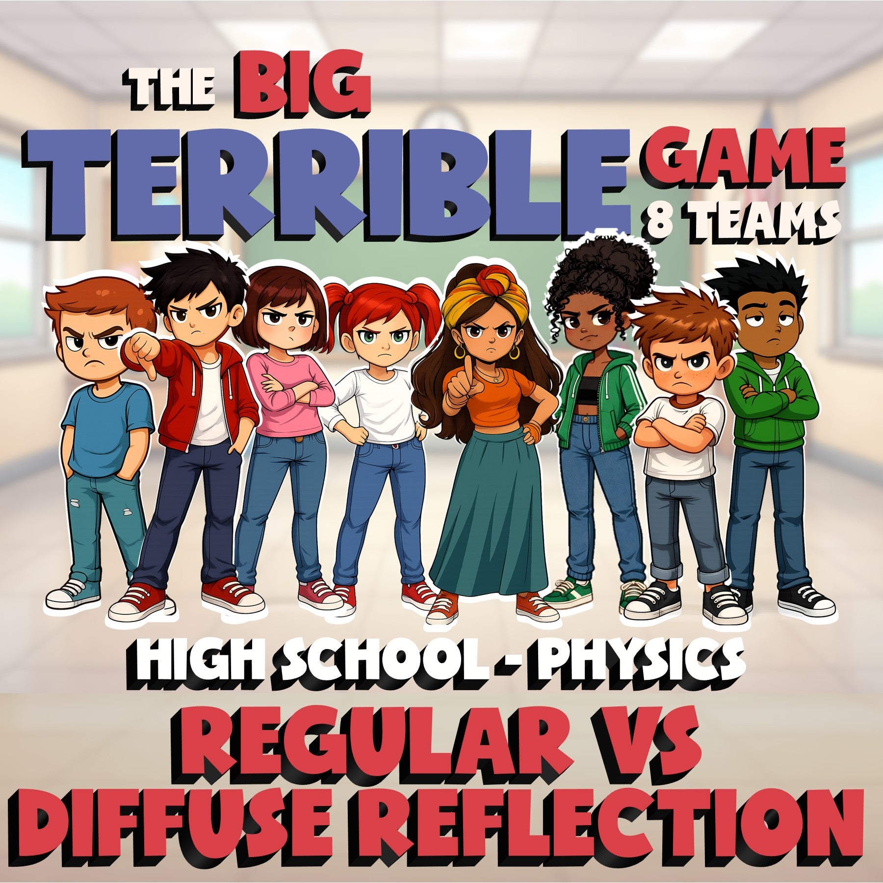 Regular vs Diffuse Reflection BIG TERRIBLE GAME - No Prep Physics Science Review