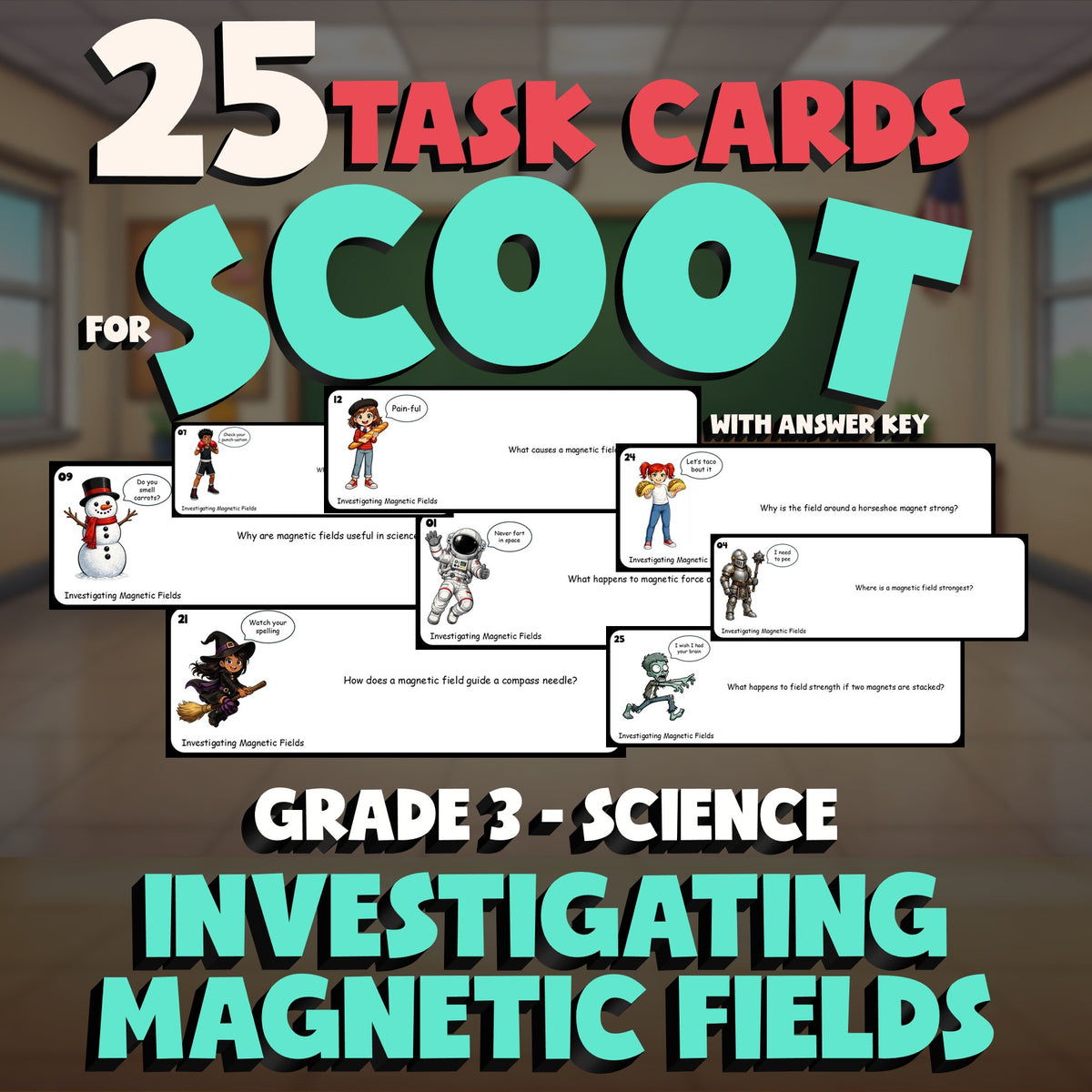 Investigating Magnetic Fields SCOOT TASK CARDS Science Game - No Prep Grade 3
