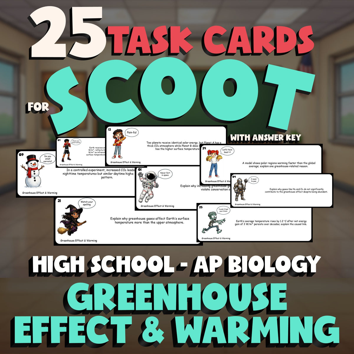 Greenhouse Effect & Warming SCOOT TASK CARDS Science Game - No Prep AP Biology