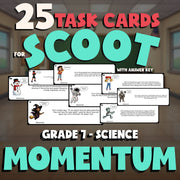 Momentum SCOOT TASK CARDS Science Game - No Prep Grade 7 Review Activity