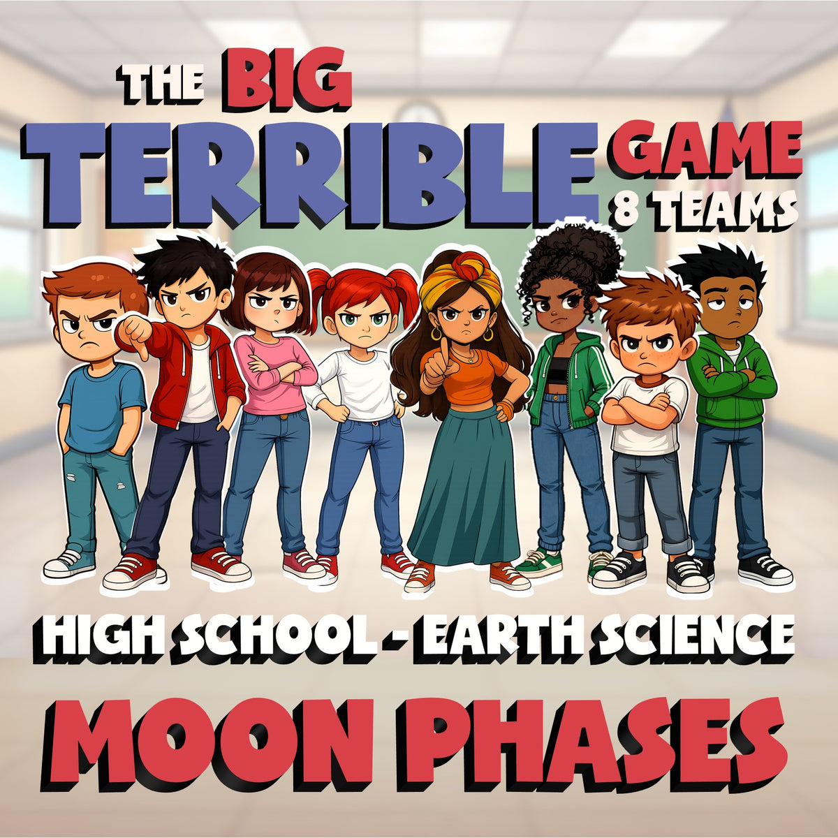 Moon Phases BIG TERRIBLE GAME - No Prep Earth Science Review Activity