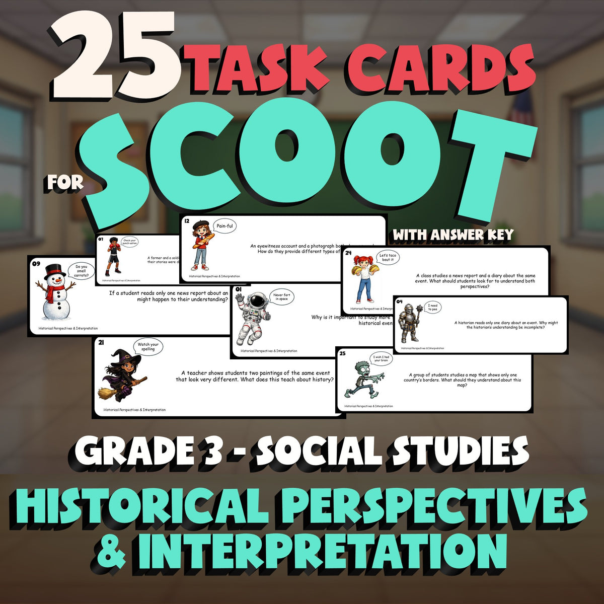 Historical Perspectives & Interpretation SCOOT TASK CARDS Socials Game - Grade 3
