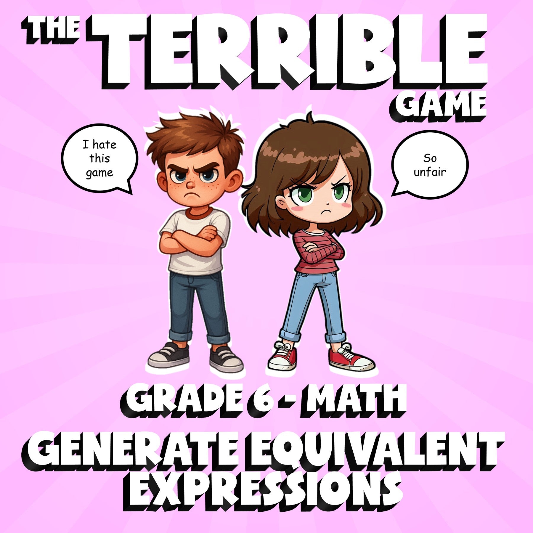 Generate Equivalent Expressions THE TERRIBLE GAME - No Prep Grade 6 Math Review