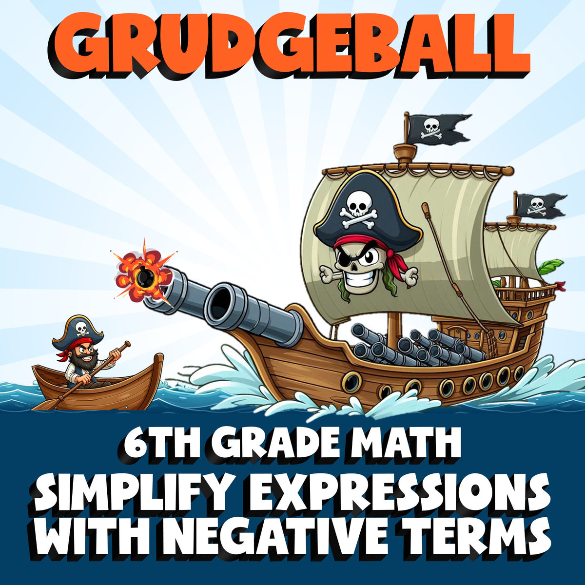 Simplify Expressions with Negative Terms GRUDGEBALL Math Game - No Prep Grade 6