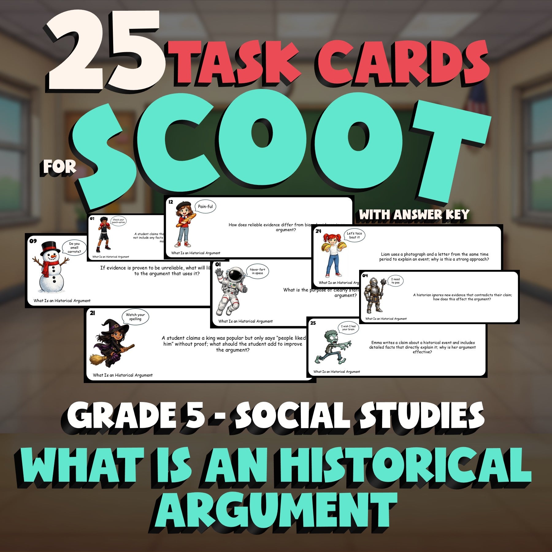 What Is an Historical Argument SCOOT TASK CARDS Socials Game - No Prep Grade 5