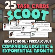 Comparing Logistic & Exponential Growth SCOOT TASK CARDS Math Game - PreCalculus