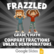 Compare Fractions  Unlike Denominators FRAZZLED Math Game - No Prep Grade 4