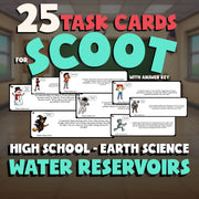 Water Reservoirs SCOOT TASK CARDS Game - No Prep Earth Science Review Activity
