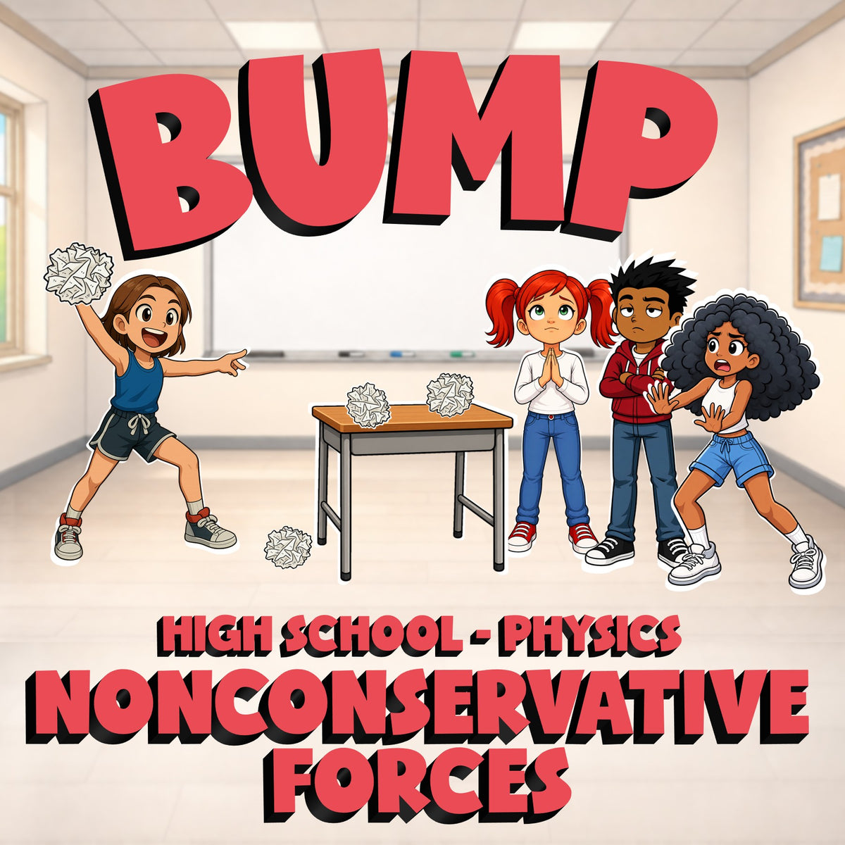Nonconservative Forces BUMP Science Game - No Prep Physics Review Activity