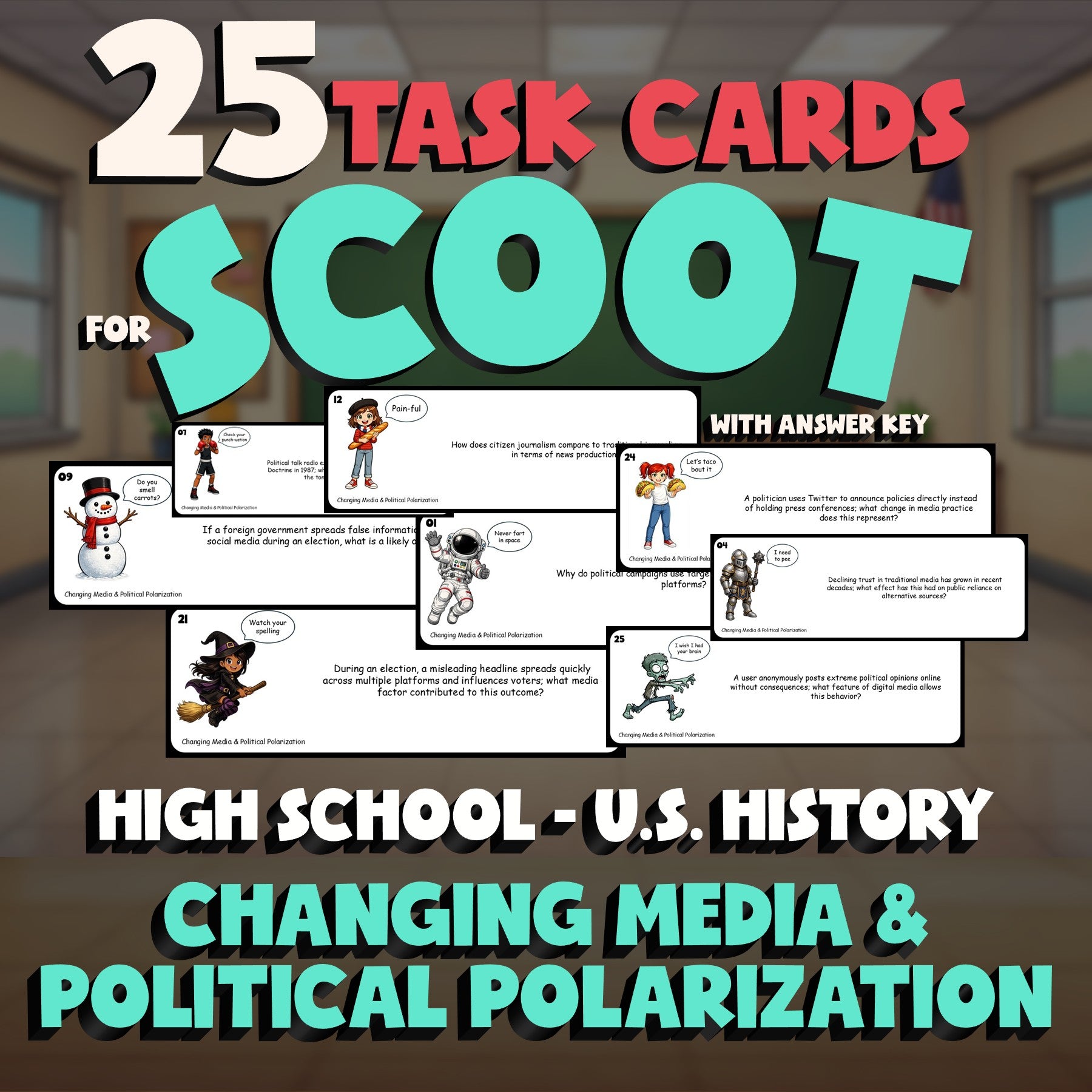 Changing Media & Political Polarization SCOOT TASK CARDS U.S. History Game