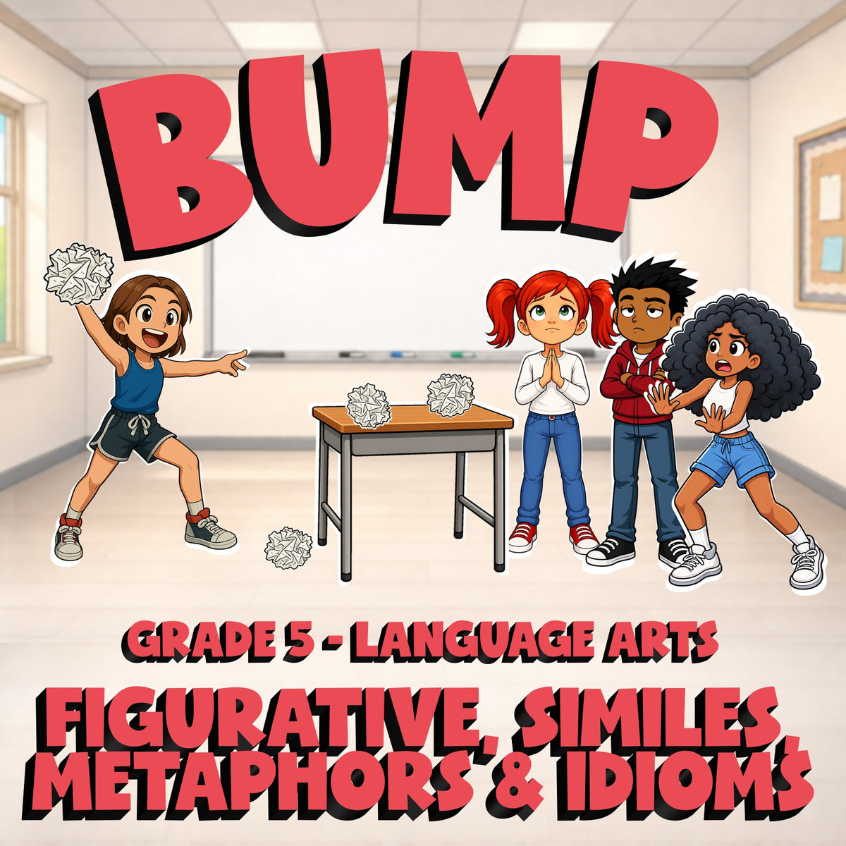Figurative, Similes, Metaphors & Idioms BUMP ELA Game - No Prep Grade 5 Review