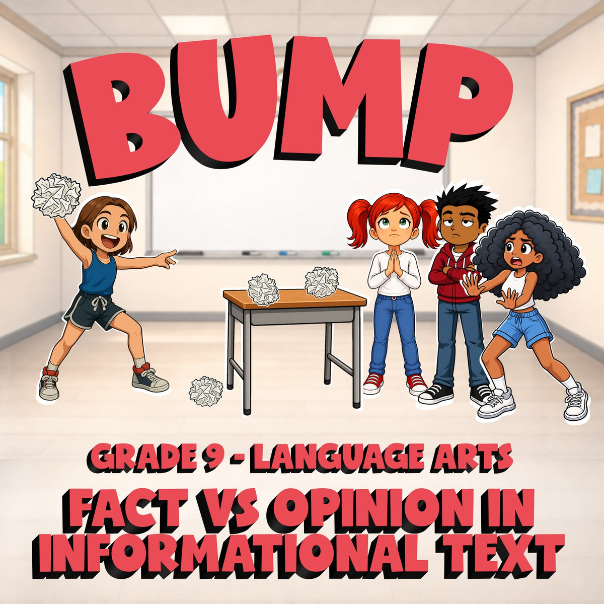 Fact vs Opinion in Informational Text BUMP ELA Game - No Prep Grade 9 Review