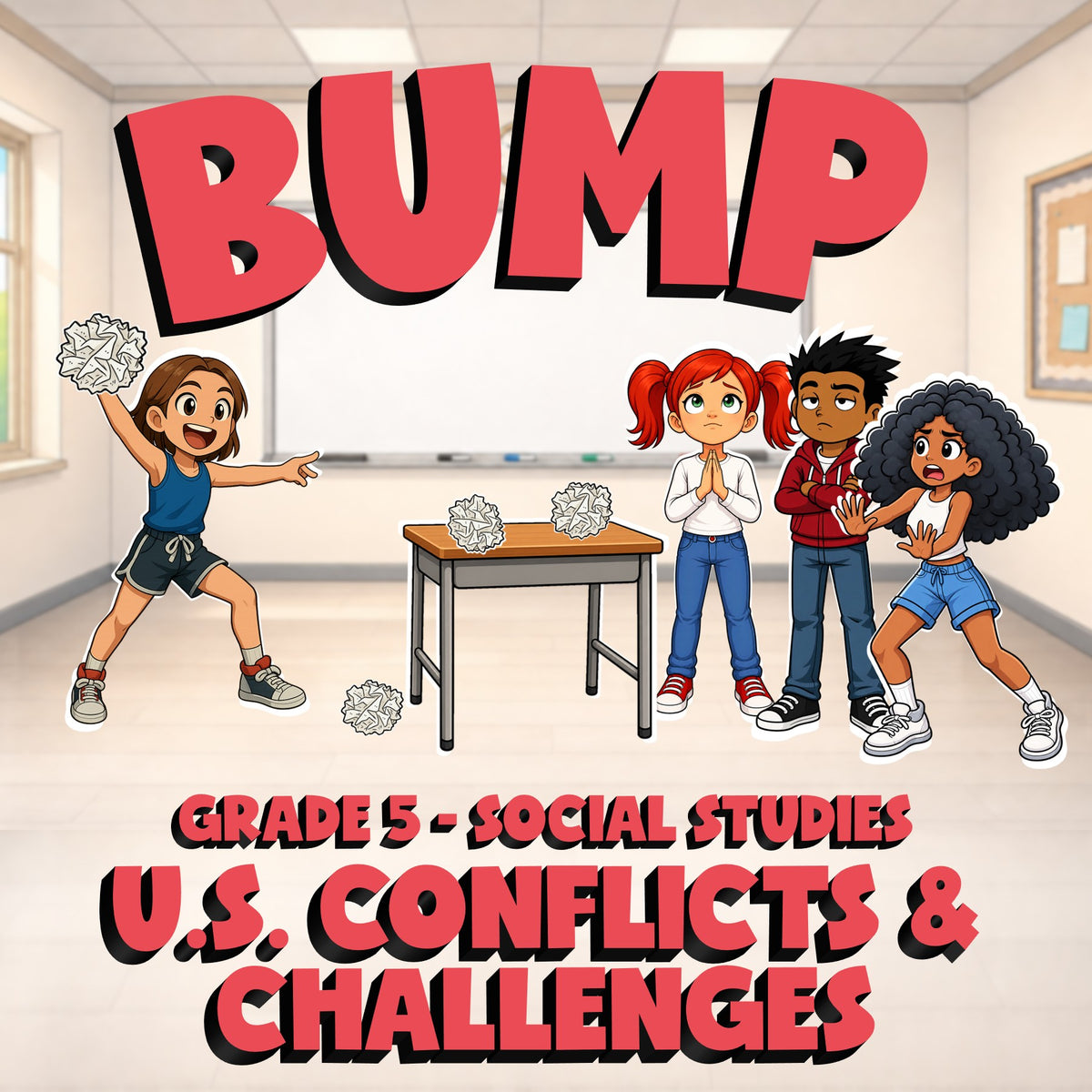 U.S. Conflicts & Challenges BUMP Socials Game - No Prep Grade 5 Review Activity