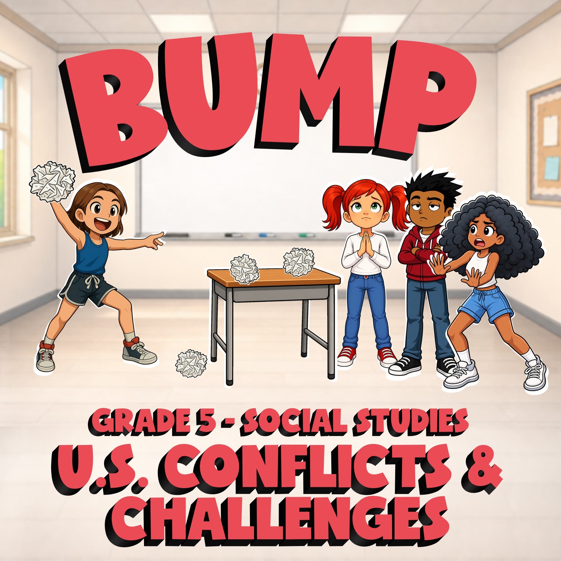 U.S. Conflicts & Challenges BUMP Socials Game - No Prep Grade 5 Review Activity