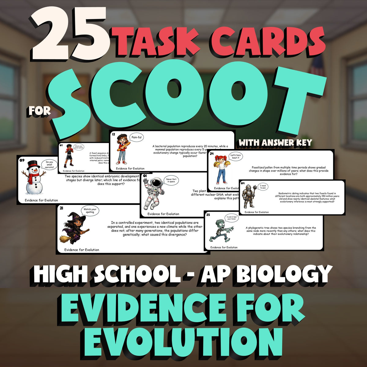 Evidence for Evolution SCOOT TASK CARDS Science Game - No Prep AP Biology Review