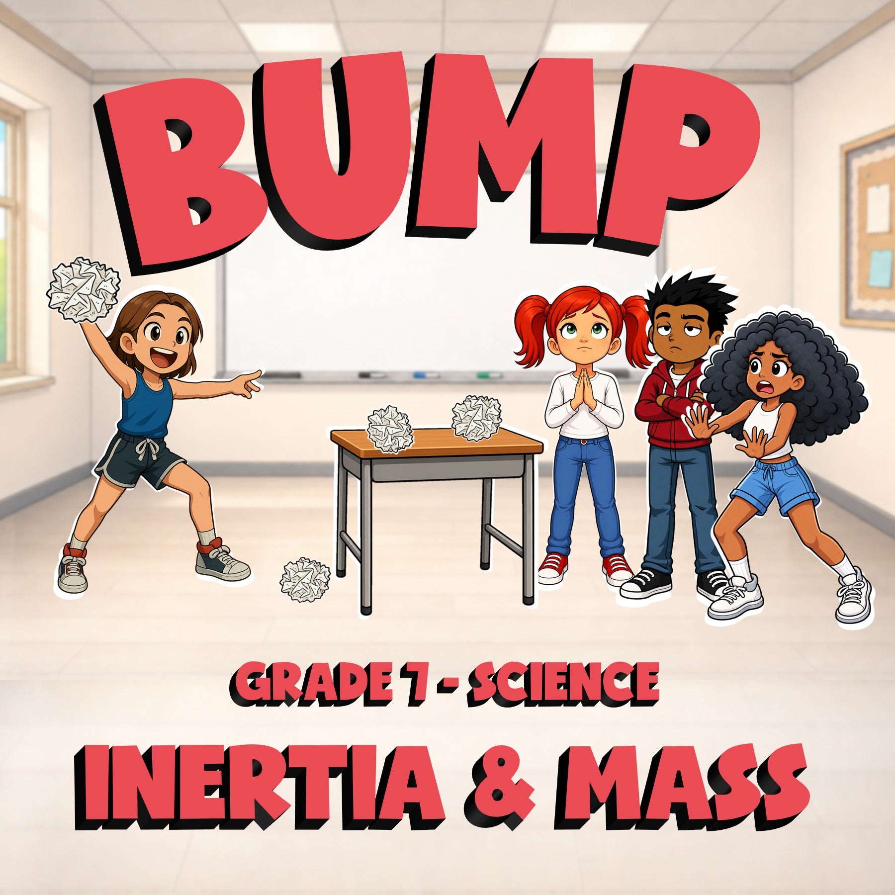 Inertia & Mass BUMP Science Game - No Prep Grade 7 Review Activity