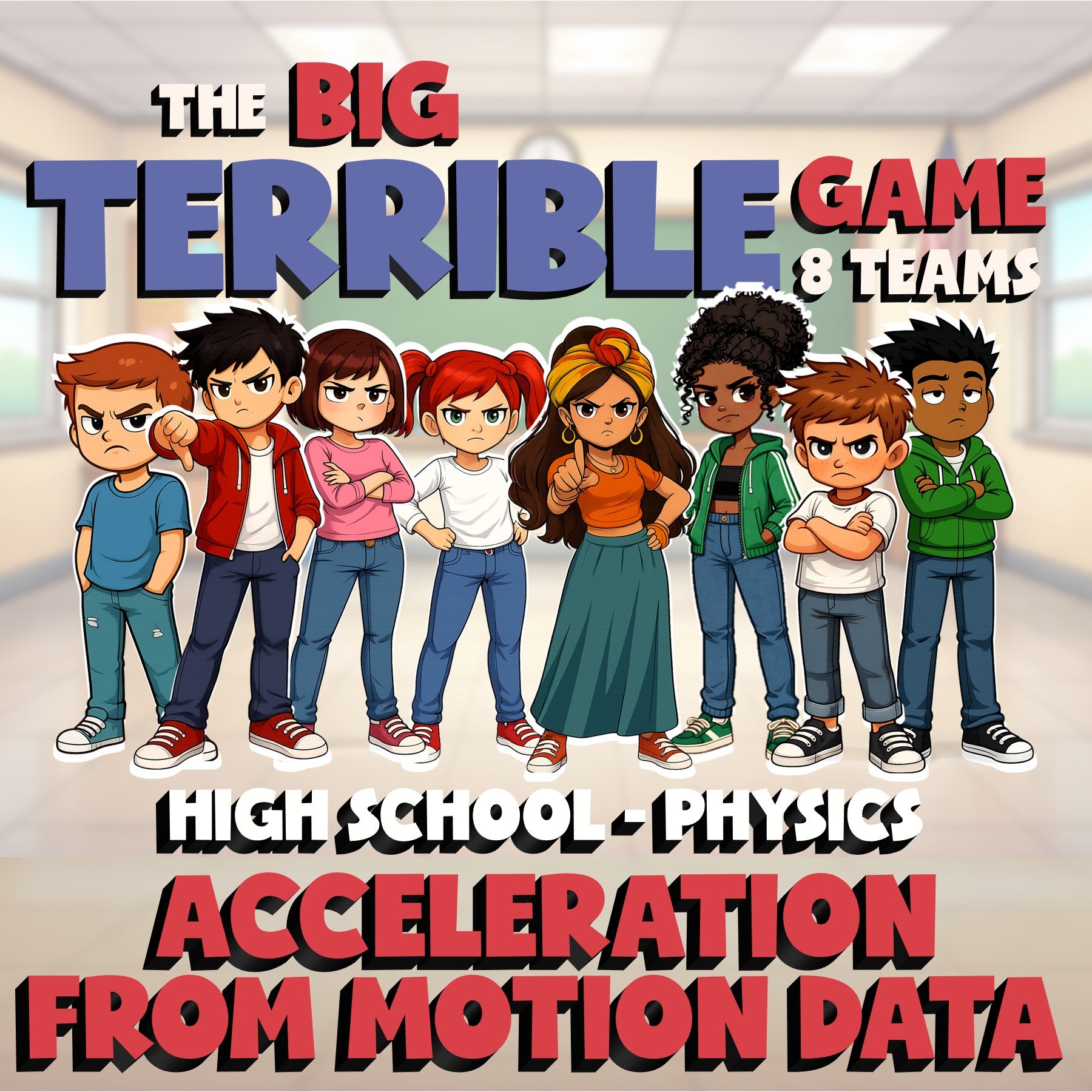 Acceleration from Motion Data BIG TERRIBLE GAME - No Prep Physics Science Review