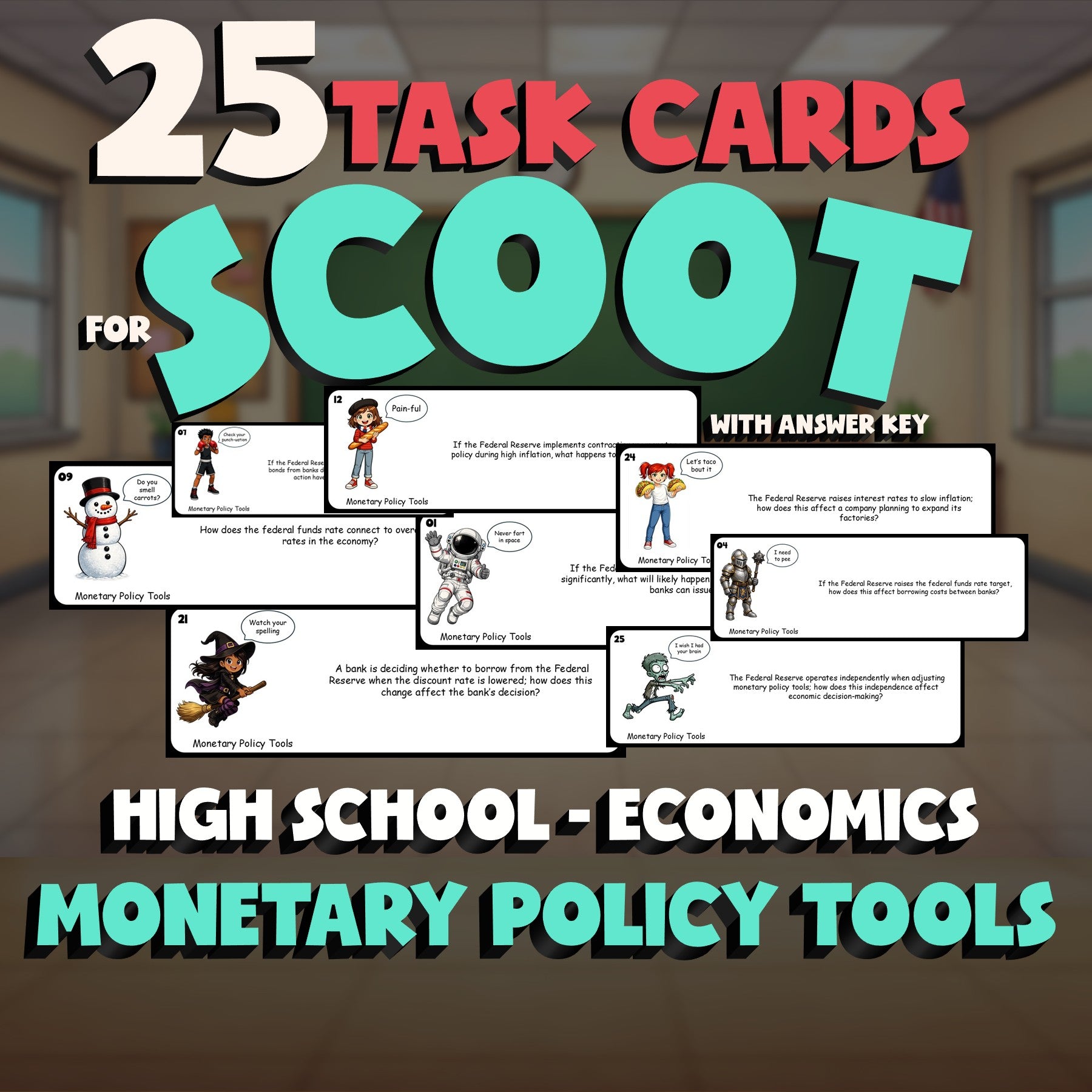 Monetary Policy Tools SCOOT TASK CARDS Economics Game - No Prep Review Activity