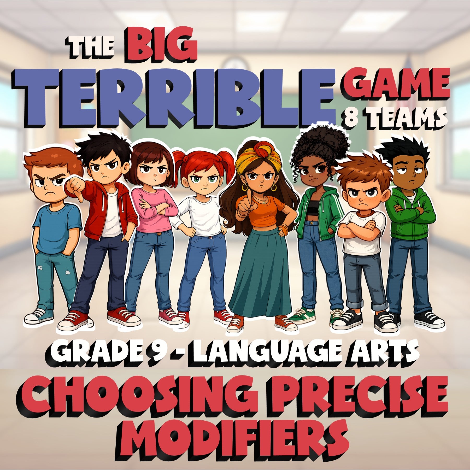 Choosing Precise Modifiers BIG TERRIBLE GAME - No Prep Grade 9 ELA Review