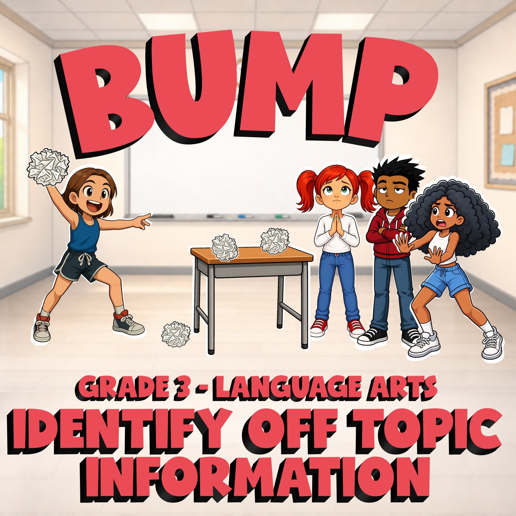 Identify Off Topic Information BUMP ELA Game - No Prep Grade 3 Review Activity