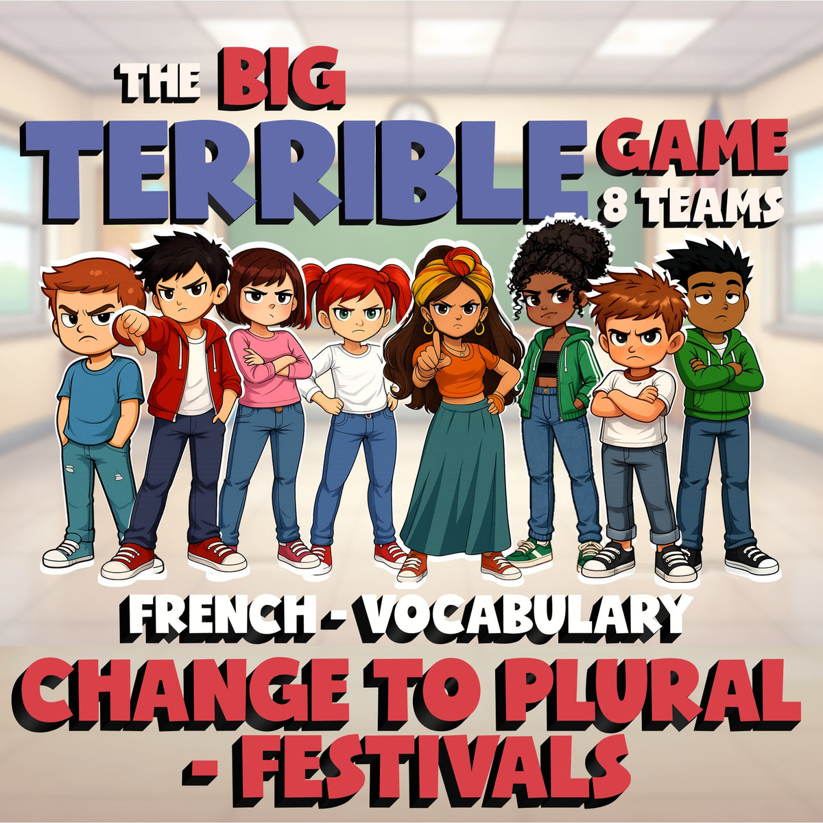 Change to Plural - Festivals BIG TERRIBLE GAME - No Prep French Exercise