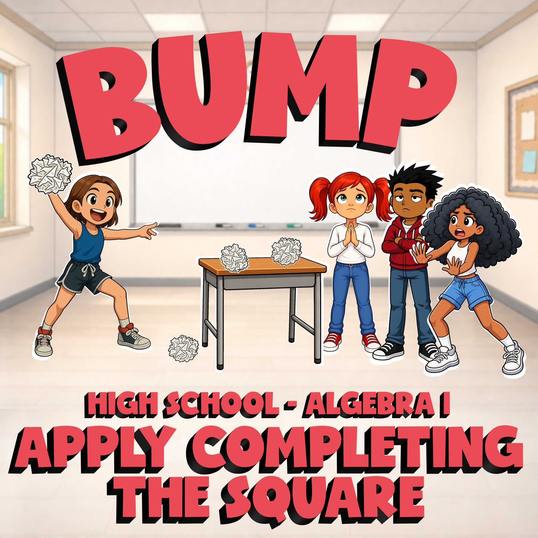Apply Completing the Square BUMP Math Game - No Prep Algebra 1 Review Activity
