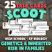 Genetics & Inherited Risk in Families SCOOT TASK CARDS Science Game - AP Biology