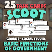Basic Functions of Government SCOOT TASK CARDS Socials Game - No Prep Grade 3