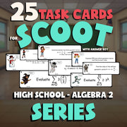 Series SCOOT TASK CARDS Math Game - No Prep Algebra 2 Review Activity