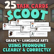 Using Pronouns Clearly & Correctly SCOOT TASK CARDS ELA Game - No Prep Grade 4