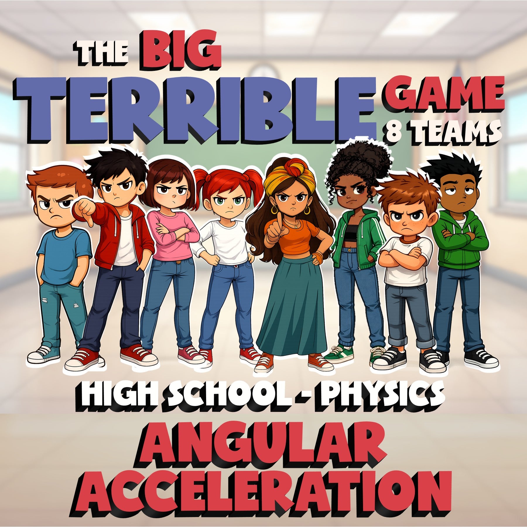 Angular Acceleration BIG TERRIBLE GAME - No Prep Physics Science Review Activity