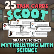 Mythbusting with Science SCOOT TASK CARDS Science Game - No Prep Grade 7 Review