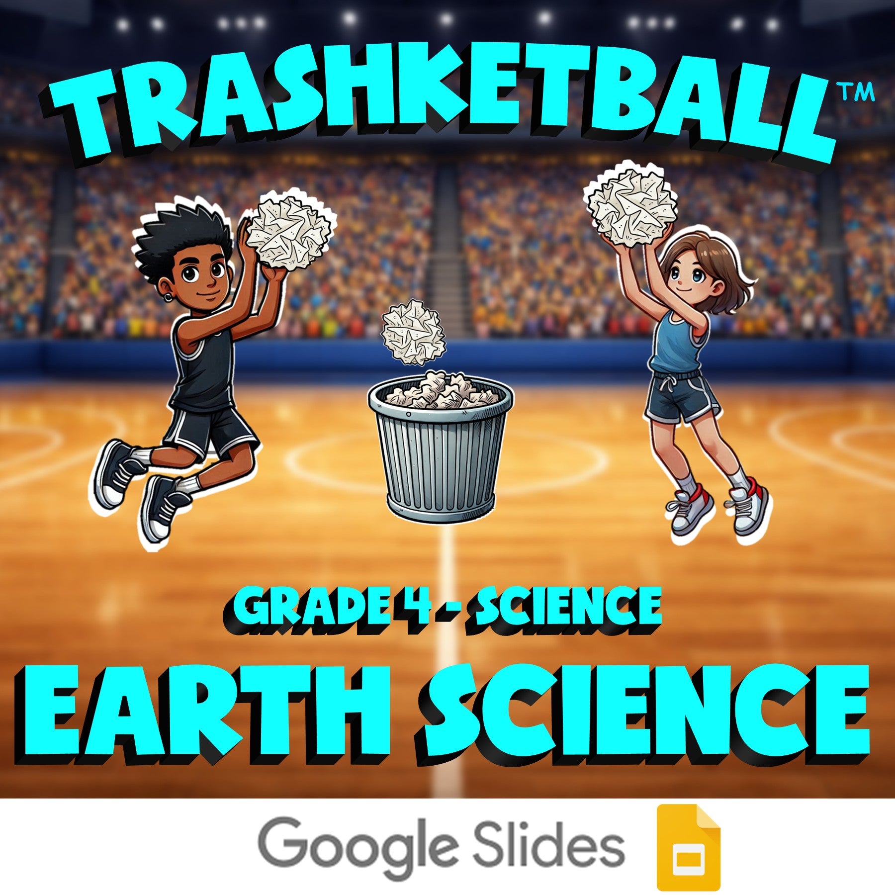 Earth Science TRASHKETBALL Science Game - No Prep Grade 4 Review Activity