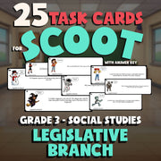 Legislative Branch SCOOT TASK CARDS Socials Game - No Prep Grade 3 Review