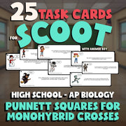 Punnett Squares for Monohybrid Crosses SCOOT TASK CARDS Science Game AP Biology