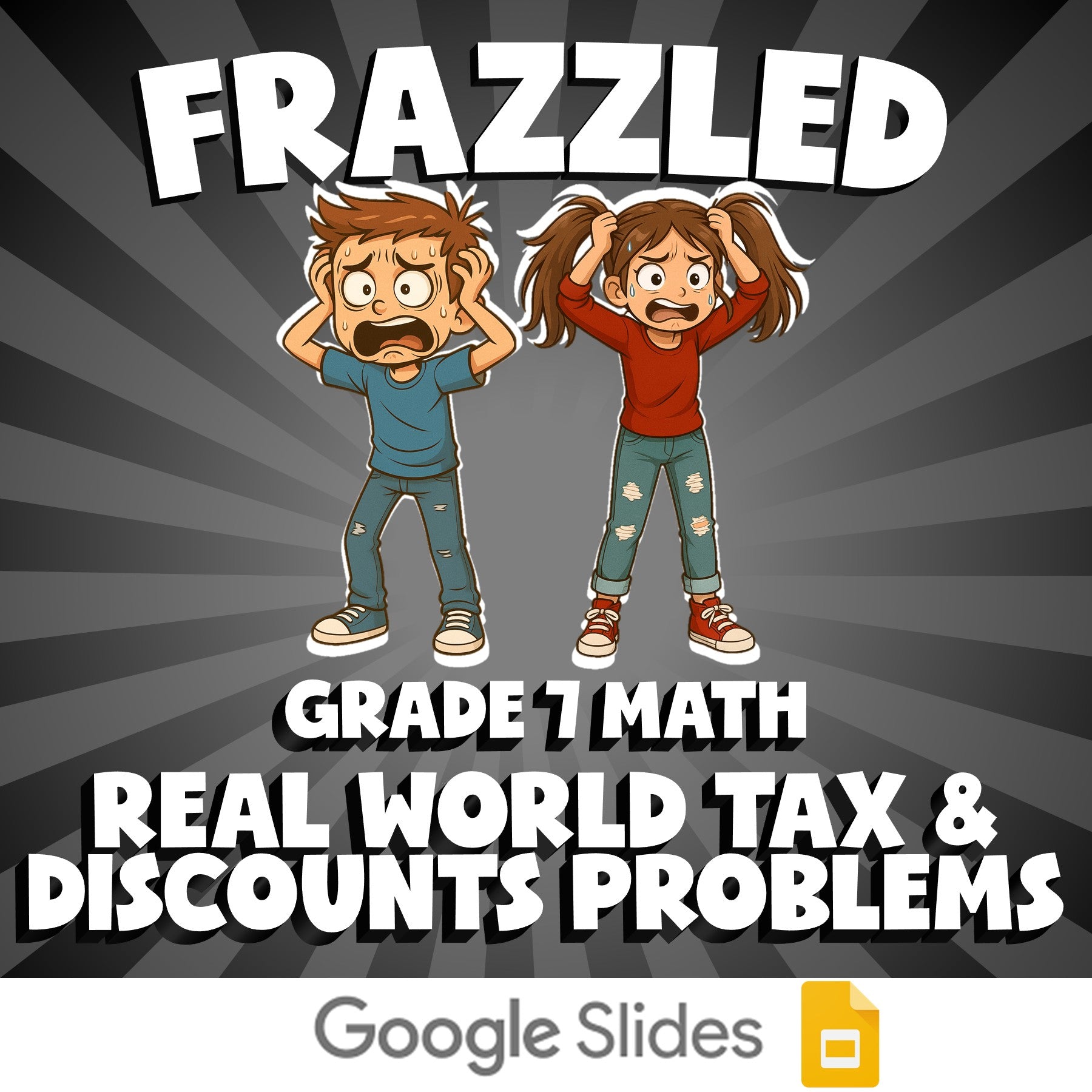 Real World Tax & Discounts Problems FRAZZLED Math Game - No Prep Grade 7 Review