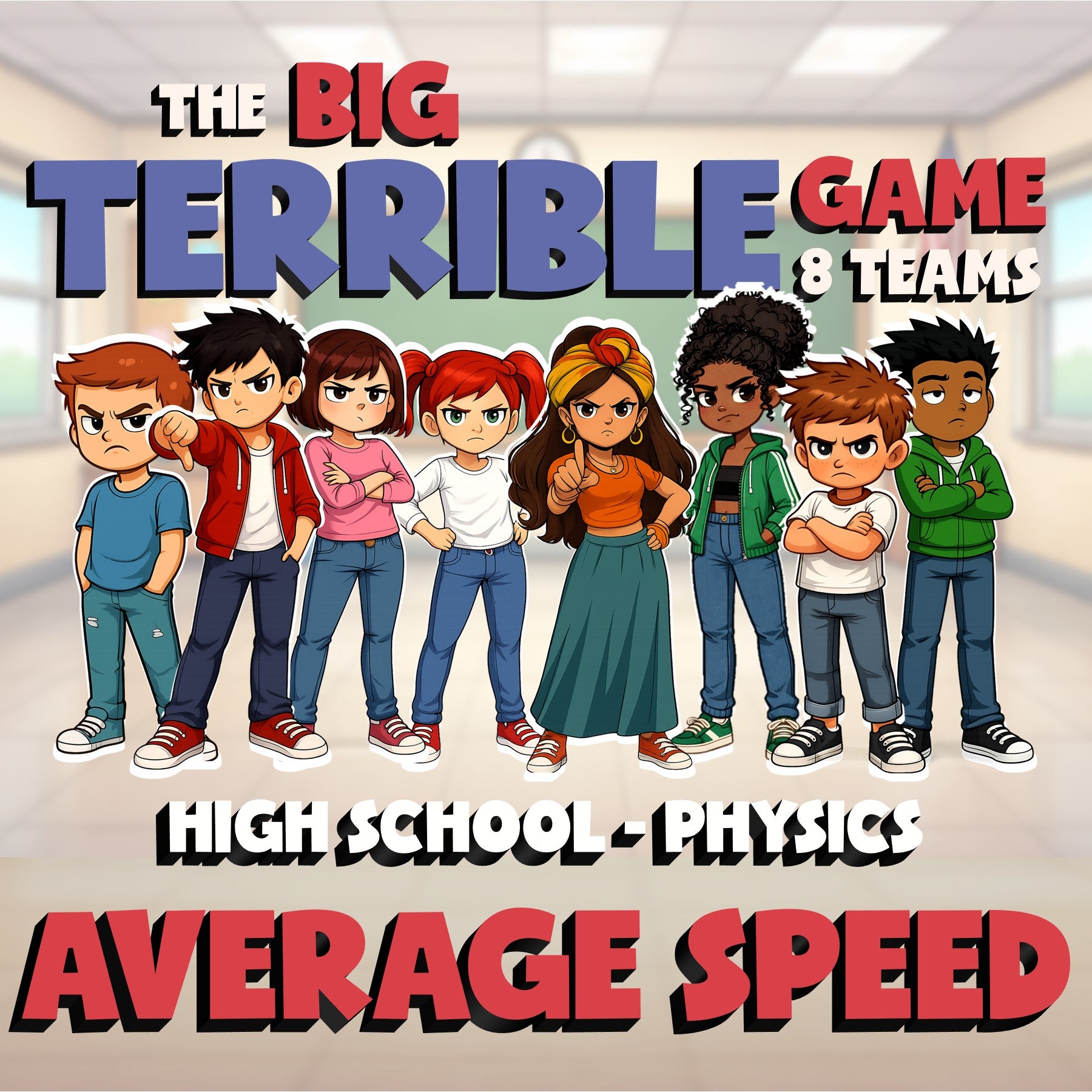 Average Speed BIG TERRIBLE GAME - No Prep Physics Science Review Activity