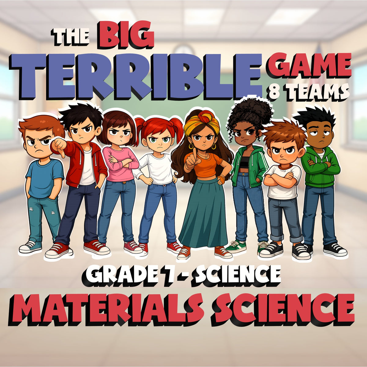 Materials Science BIG TERRIBLE GAME - No Prep Grade 7 Science Review Activity