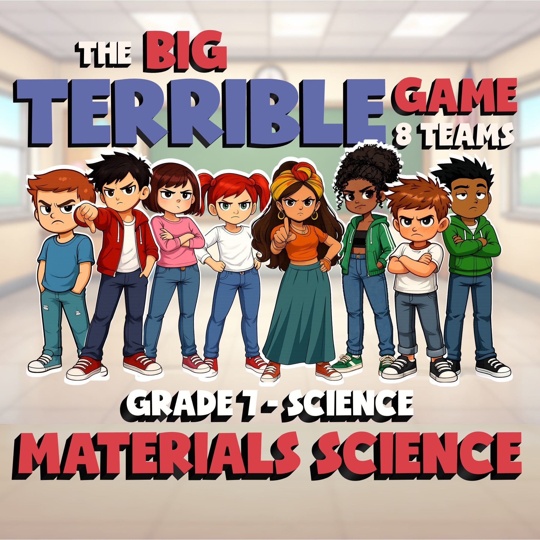Materials Science BIG TERRIBLE GAME - No Prep Grade 7 Science Review Activity