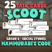 Hammurabi’s Code SCOOT TASK CARDS Socials Game - No Prep Grade 6 Review Activity