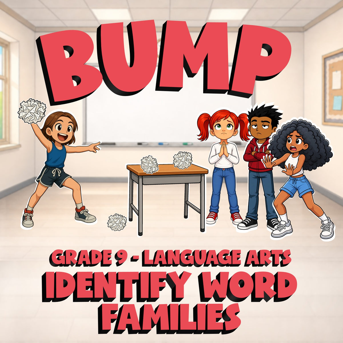 Identify Word Families BUMP ELA Game - No Prep Grade 9 Review Activity